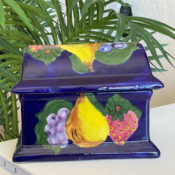 Talavera Mexican Pottery Trinket Box Chest Recipe Box Hand Painted - Picture 1 of 12